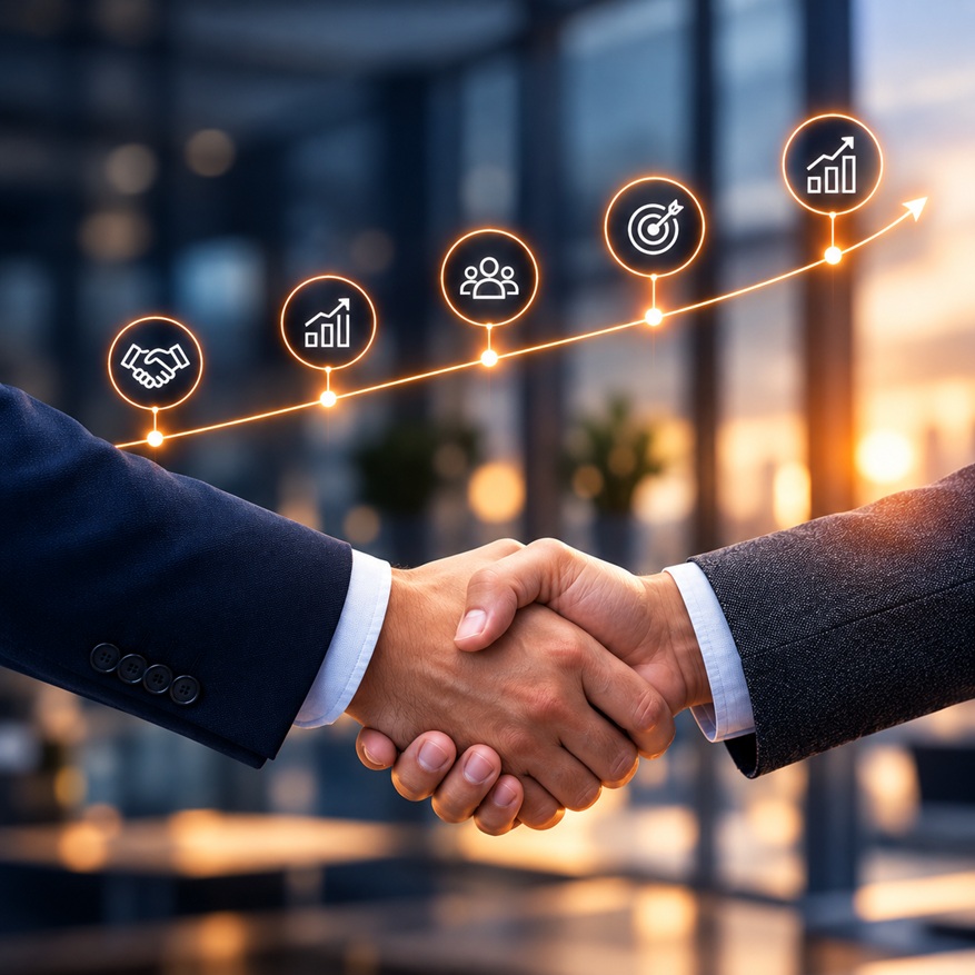 Poignée de main entre deux professionnels, symbole d'une relation de confiance durable